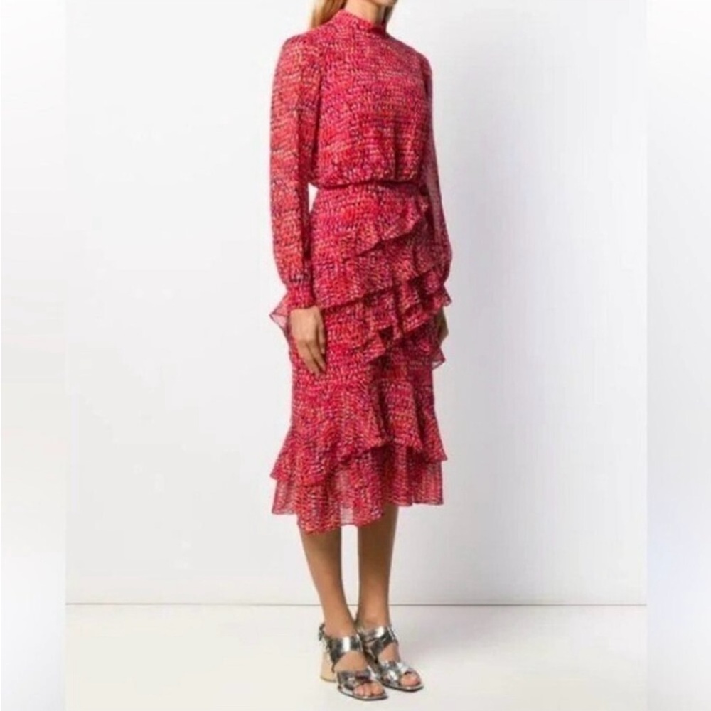 SALONI Isa‎ Midi Ruffled Chiffon Dress - Size 6